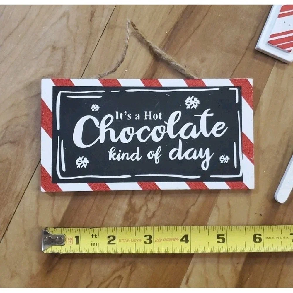 Candy Cane Cafe Wood Signs And Ornaments Lot Christmas Holiday Decor